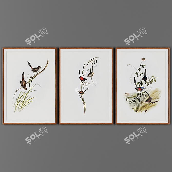  Rustic Wooden Frame Picture Set 3D model image 1