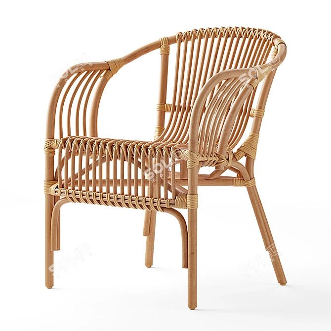 Colonial Rattan Chair 3D model image 1