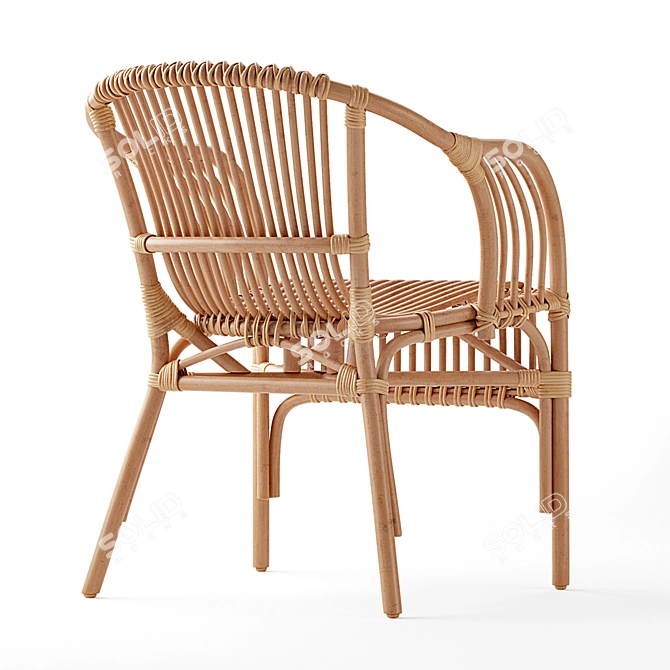 Colonial Rattan Chair 3D model image 2