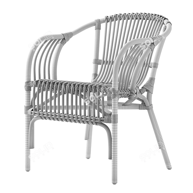 Colonial Rattan Chair 3D model image 5