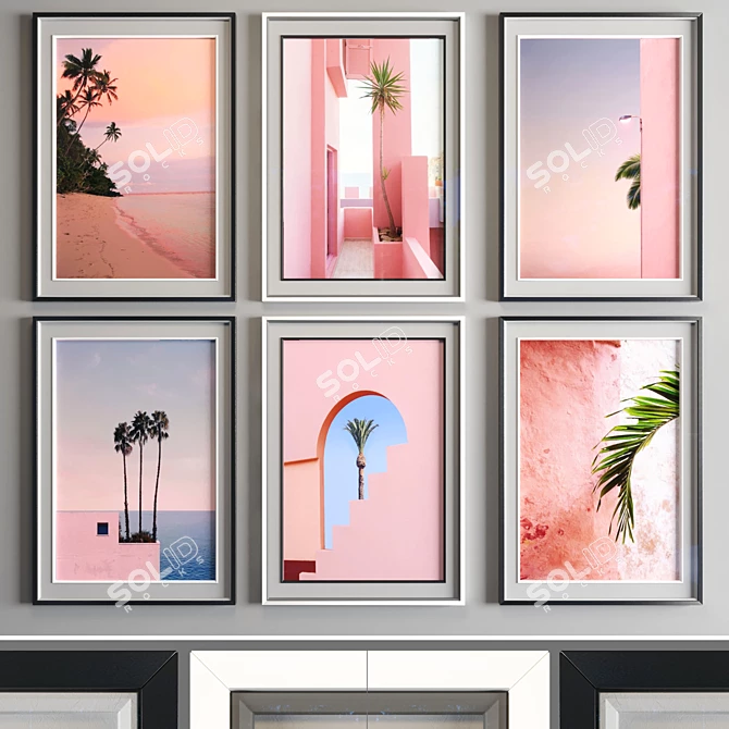 Modern Palm Art Frames, 50x70cm 3D model image 1