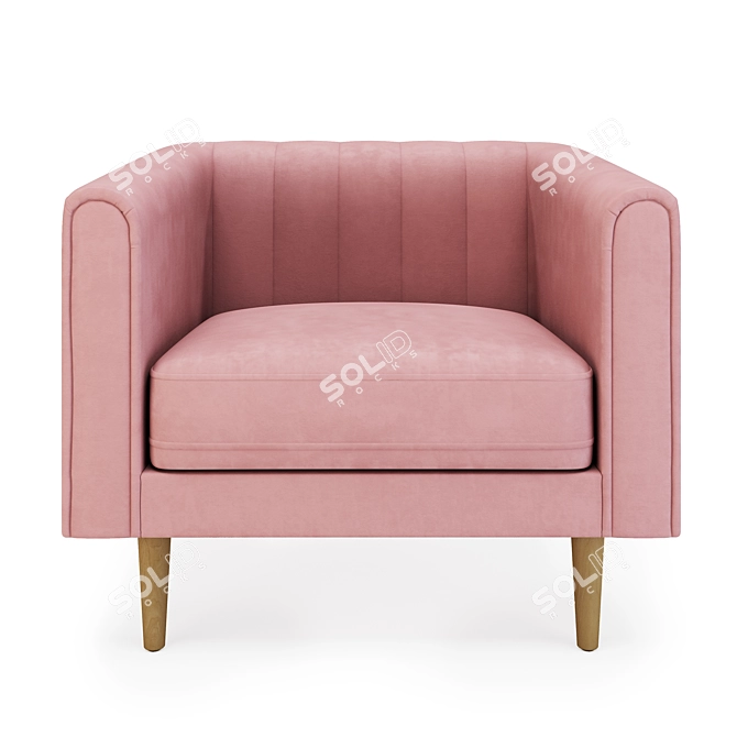 Blush Pink Channel Back Sacha Chair: Stylish and Comfortable 3D model image 2