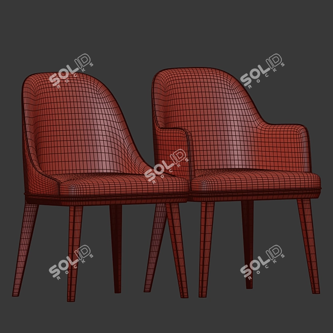 Elegant Domkapa Binoche Dining Armchair Set 3D model image 5