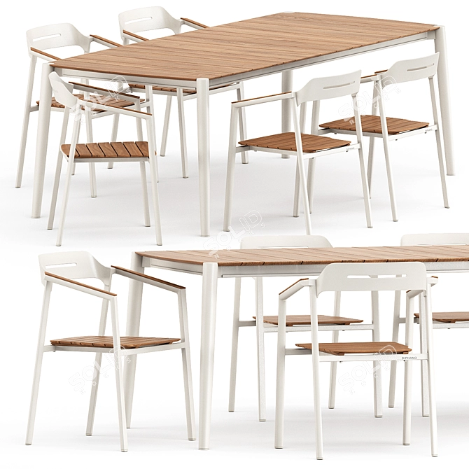 Sleek and Stylish: ICON ARMCHAIR & DINING TABLE 89 SET2 by akulaliving 3D model image 1