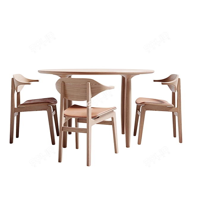 Elegant Buffalo Chair & Oku Round Table 3D model image 1