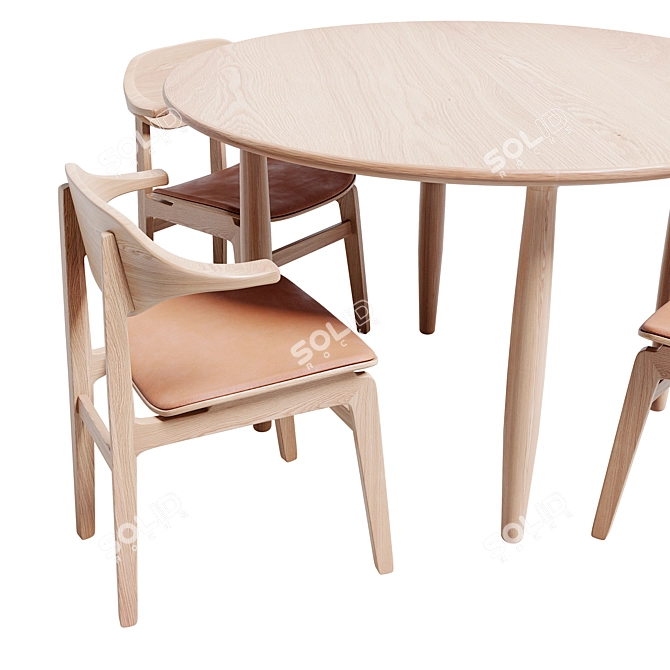 Elegant Buffalo Chair & Oku Round Table 3D model image 3