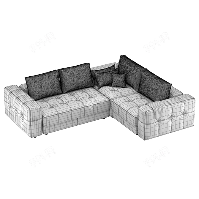 Modern Gray Corner Sofa 3D model image 5