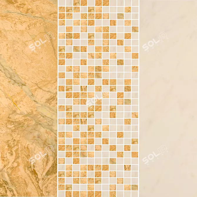 Golden Waterfall Ceramic Mosaic 3D model image 1