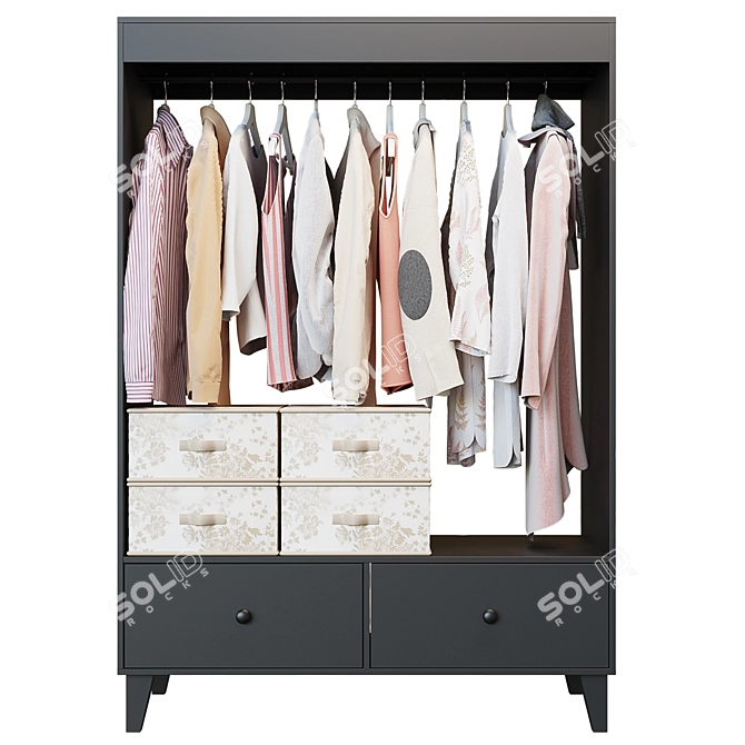 Ikea BRUGGIA Open Wardrobe, Dark Gray 3D model image 2