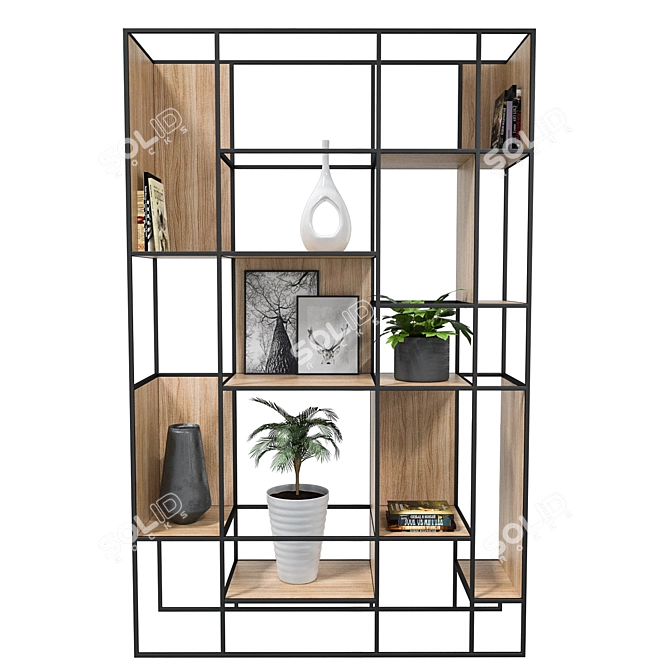 Industrial Loft Shelving Unit 3D model image 1