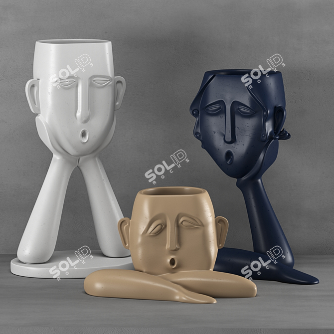 Elegant Decorative Vases Set 3D model image 1