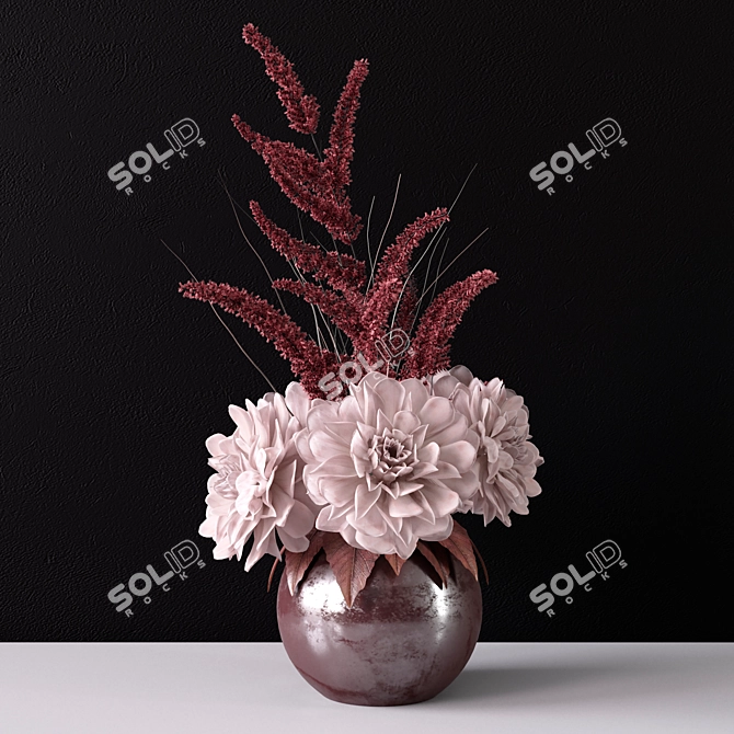 Elegant Dahlia Bouquet in Vase 3D model image 1