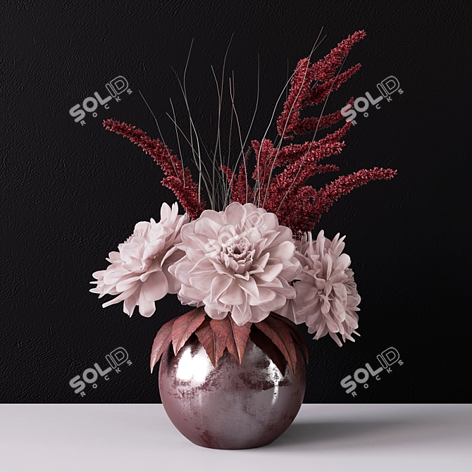 Elegant Dahlia Bouquet in Vase 3D model image 2