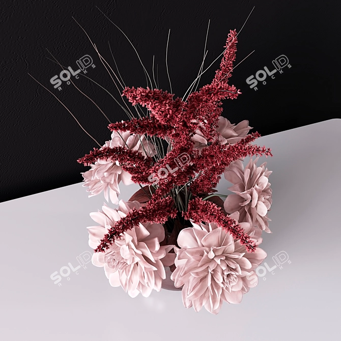 Elegant Dahlia Bouquet in Vase 3D model image 4
