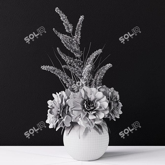 Elegant Dahlia Bouquet in Vase 3D model image 5