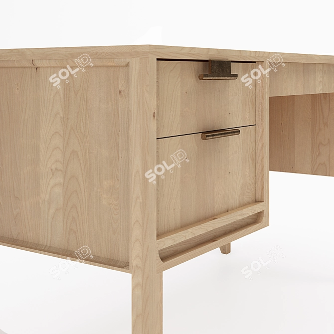 City Oak Writing Desk Set 3D model image 3