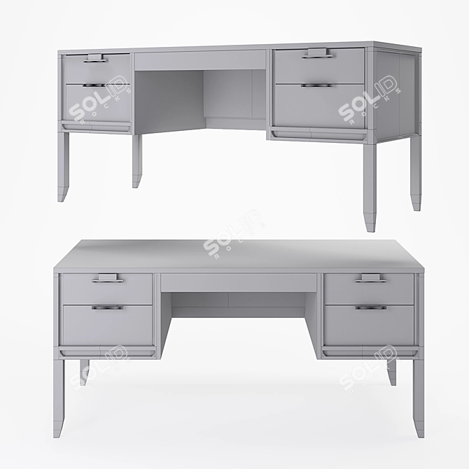 City Oak Writing Desk Set 3D model image 4