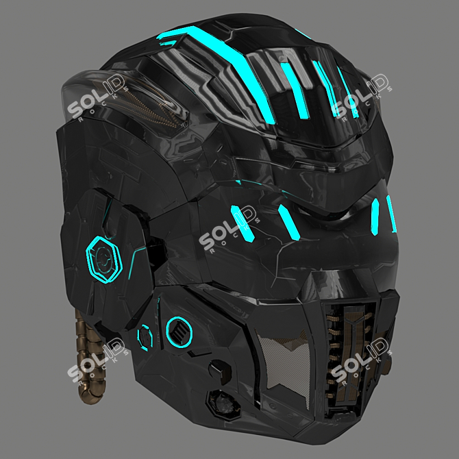  Futuristic Battle Helmet 3D model image 2