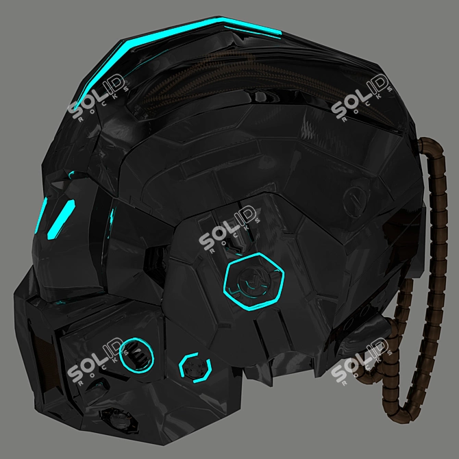  Futuristic Battle Helmet 3D model image 3