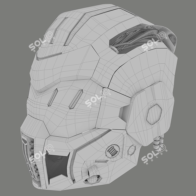  Futuristic Battle Helmet 3D model image 5