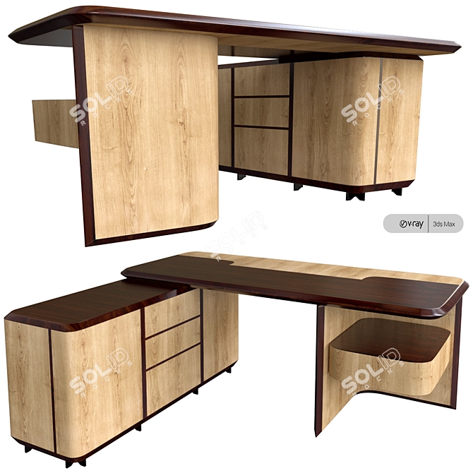BRUCE Sectional Desk - Modern Design 3D model image 1