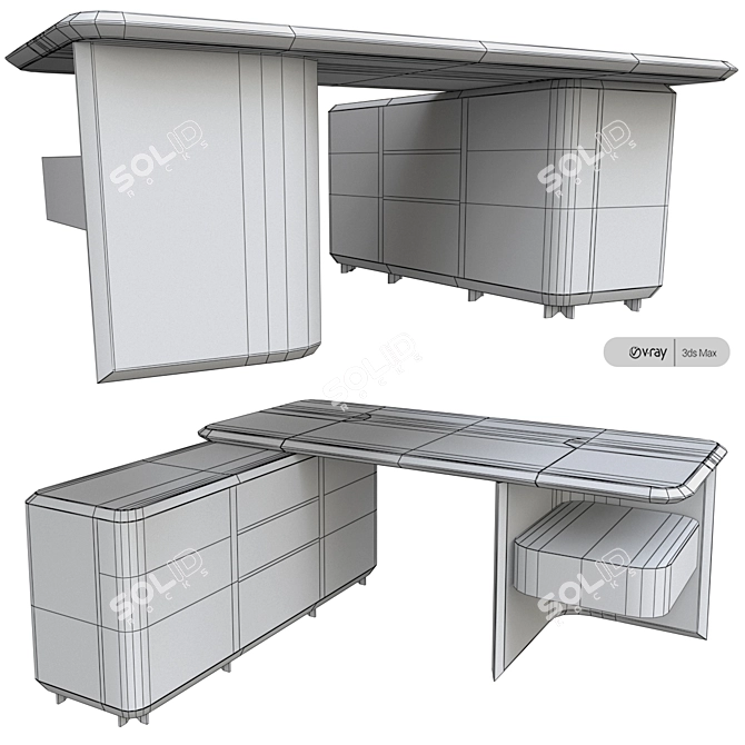 BRUCE Sectional Desk - Modern Design 3D model image 3