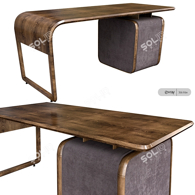 2014 Woody Desk - Stylish and Functional 3D model image 1