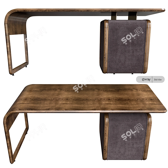 2014 Woody Desk - Stylish and Functional 3D model image 2