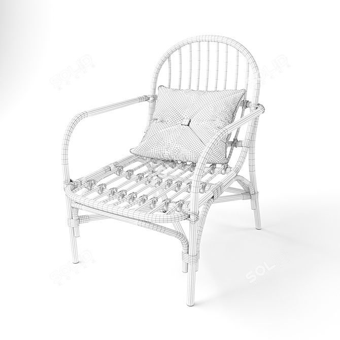 Mina Natural Rattan Armchair 3D model image 2