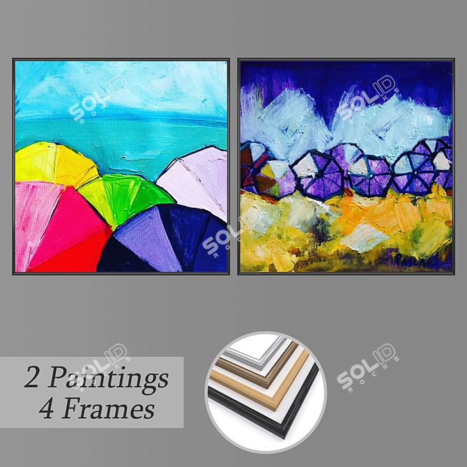 Elegant Wall Art Set with Multiple Frames 3D model image 1