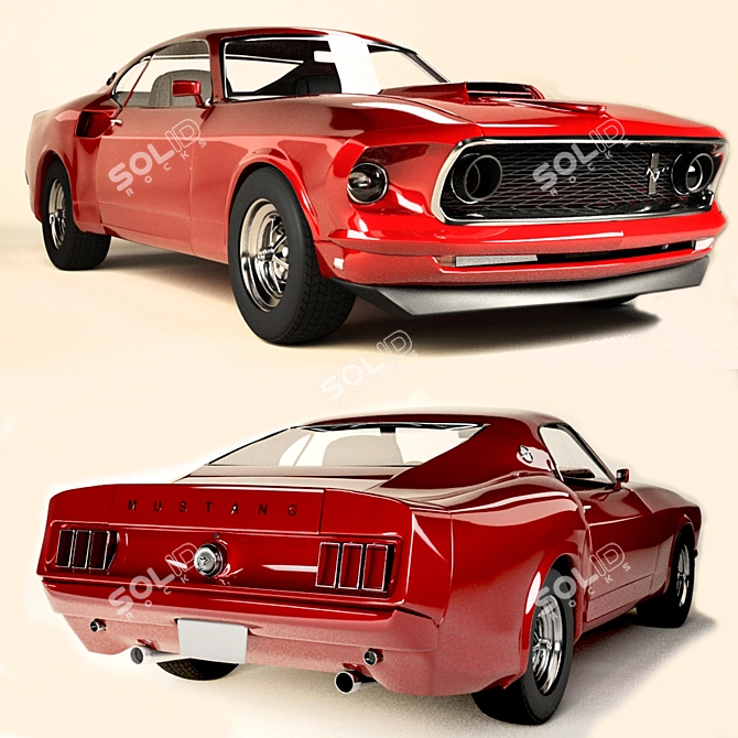 Vintage American Muscle: Ford Mustang Boss 429 3D model image 1
