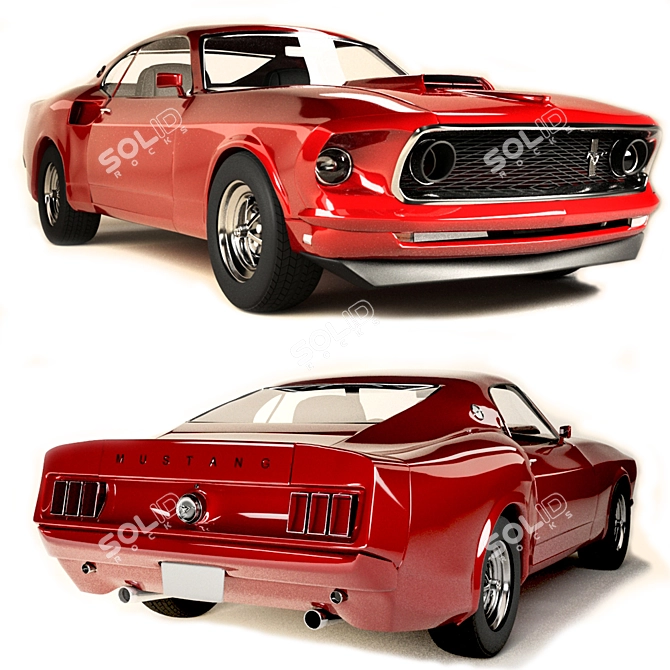 Vintage American Muscle: Ford Mustang Boss 429 3D model image 4