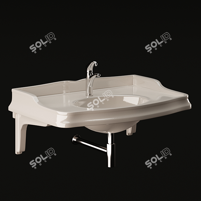 Janson Wall-Mount Porcelain Sink 3D model image 4