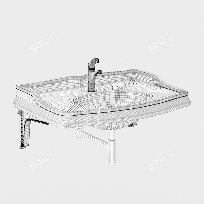 Janson Wall-Mount Porcelain Sink 3D model image 6