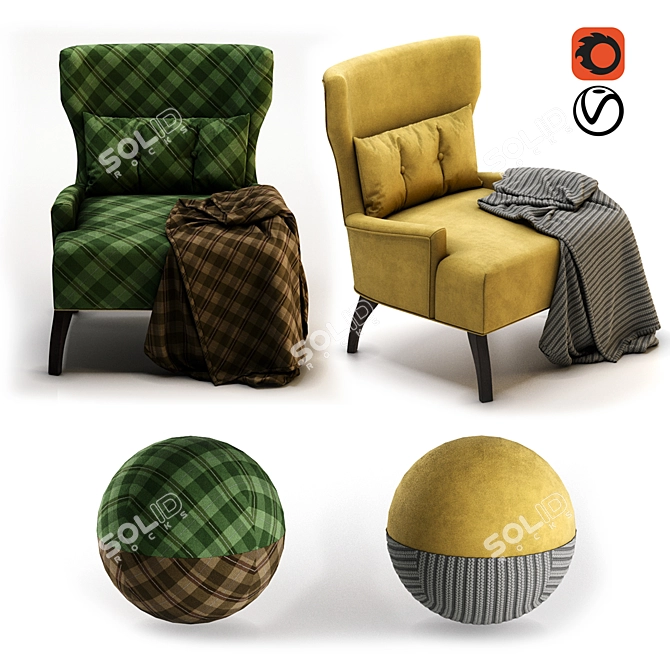 Kano Velvet Accent Chair 3D model image 5