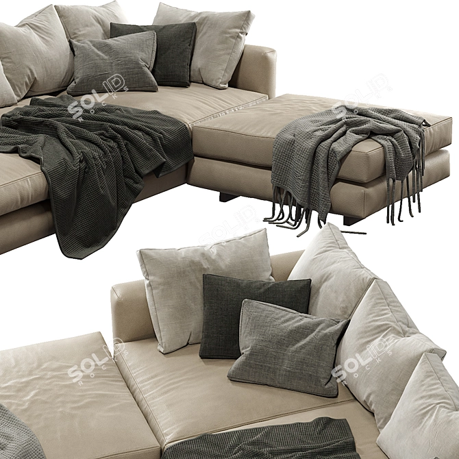 Marac Leather Sofa Malibu: Luxurious Contemporary Design 3D model image 4