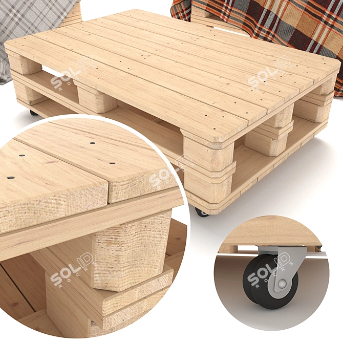Rustic Pallet Sofa - Cozy & Sustainable Furniture 3D model image 6