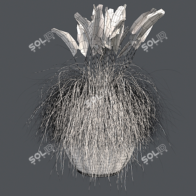 Pampas Grass: Stylish Pot Included 3D model image 5