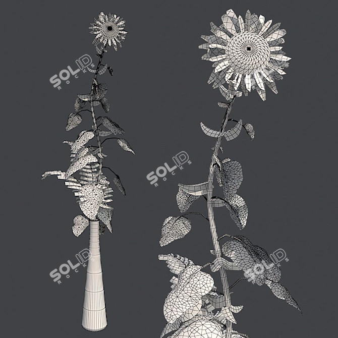 Sunflower in Vase 3D model image 5