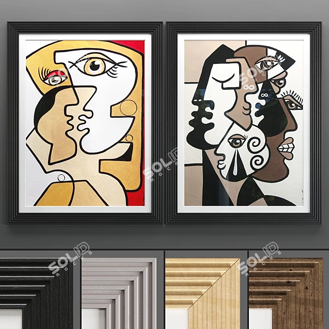 Elegant Art Frame Set: 2 Frames with 4 Textures 3D model image 1