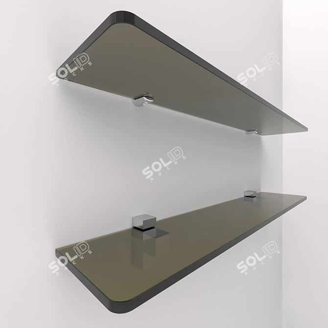 Sleek Glass Shelves with Fasteners 3D model image 2
