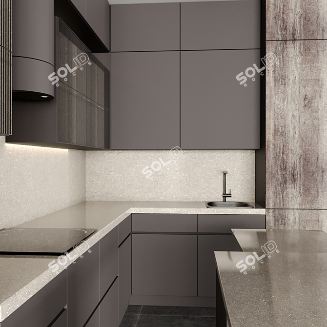 Sleek Modern Kitchen Set 3D model image 3