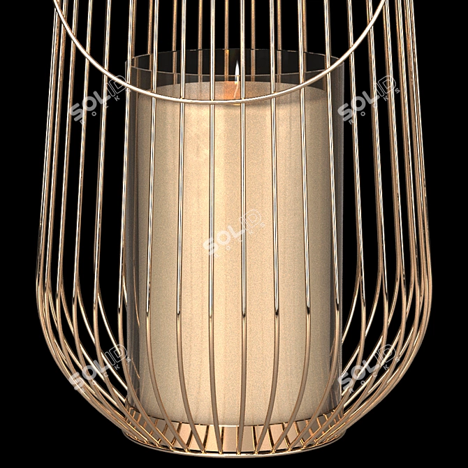 Golden Rods Decorative Lantern 3D model image 3