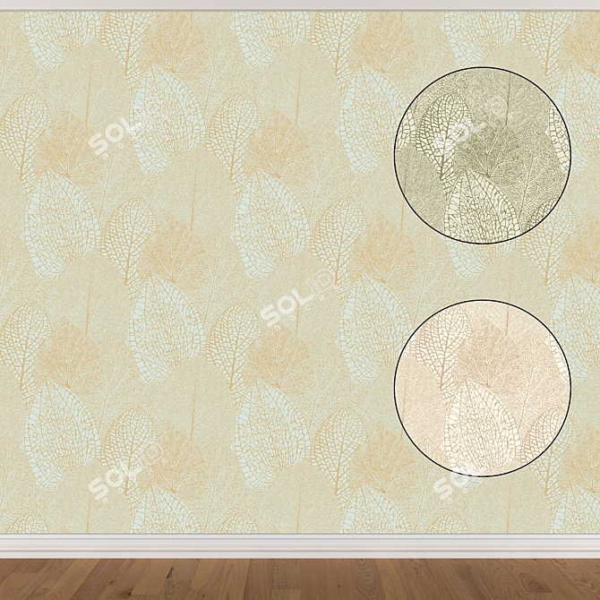 Seamless Wallpaper Set in 3 Colors 3D model image 1