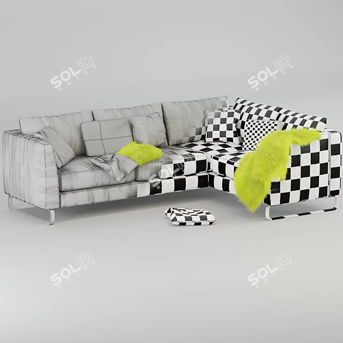 Luxury Gold and Gray L-Shaped Westside Sofa 3D model image 4