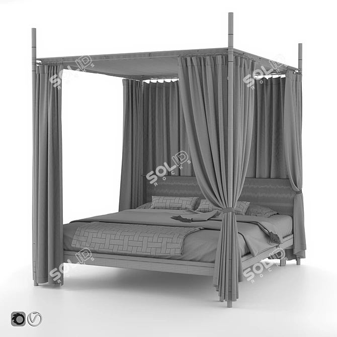 Driade Edward Bed with Canopy 3D model image 3