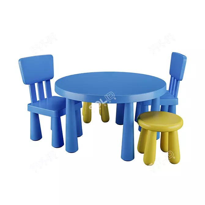 Mammut Kids Chair & Round Table 3D model image 3