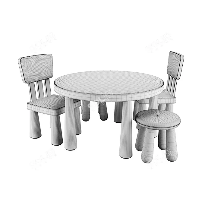 Mammut Kids Chair & Round Table 3D model image 5