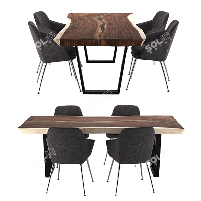 Modern Parota Dining Set: Stylish & Spacious 3D model image 1
