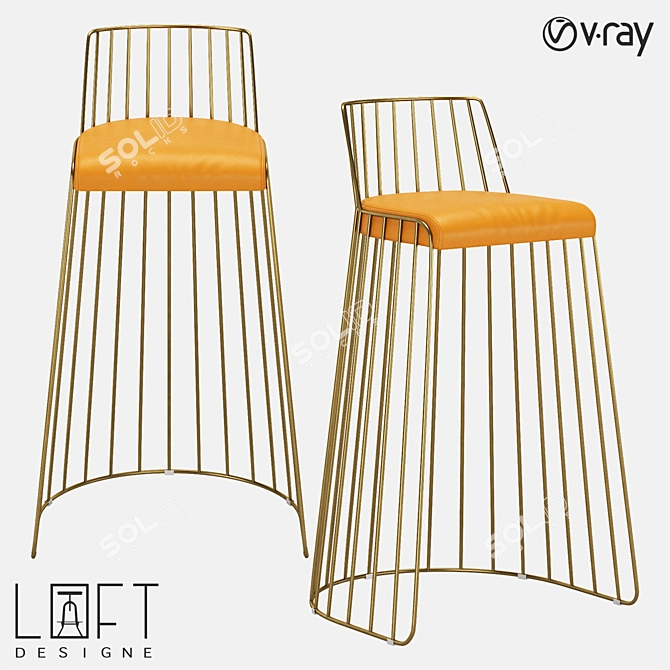 LoftDesigne 35846 Model: Metal and Eco-leather Bar Chair 3D model image 1